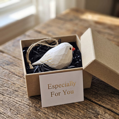 Zebra Finch Wooden Hanging Ornament | Hand-Carved Basswood