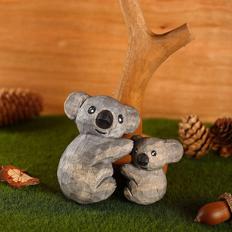 Baby Koala With Mom Wood Carving Ornaments - Wooden Islands