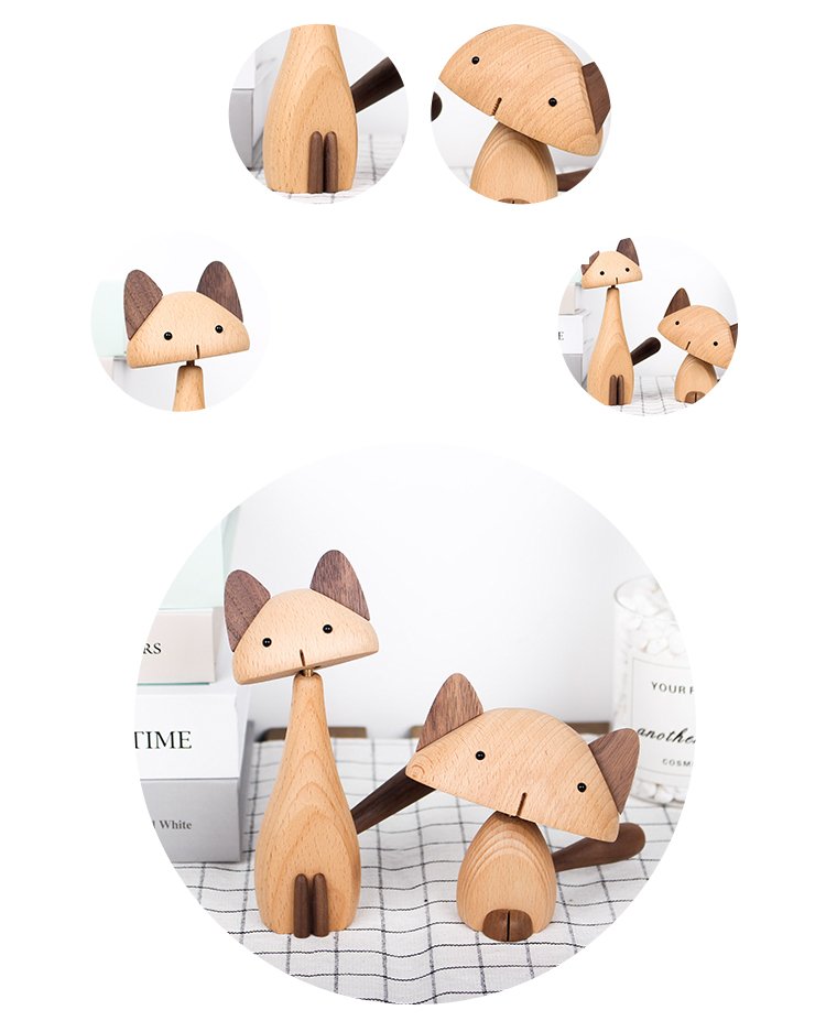 Cat Figurines Handmade Wooden Decorations - Wooden Islands