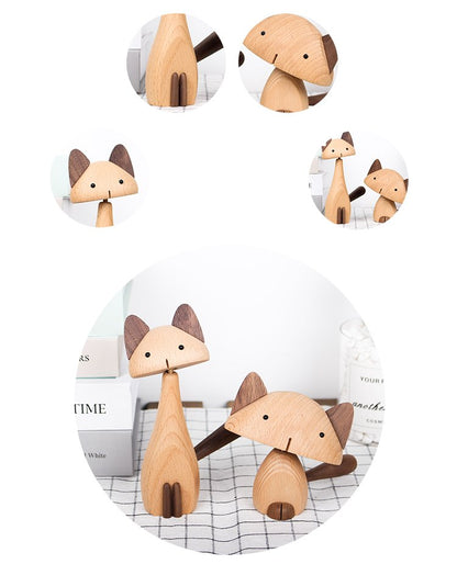 Cat Figurines Handmade Wooden Decorations - Wooden Islands