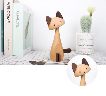 Cat Figurines Handmade Wooden Decorations - Wooden Islands