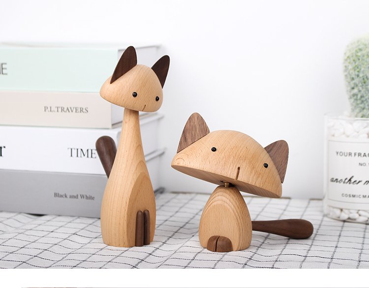 Cat Figurines Handmade Wooden Decorations - Wooden Islands