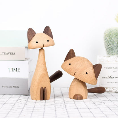 Cat Figurines Handmade Wooden Decorations - Wooden Islands