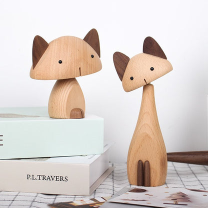 Cat Figurines Handmade Wooden Decorations - Wooden Islands