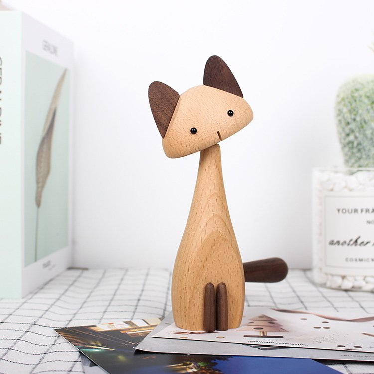 Cat Figurines Handmade Wooden Decorations - Wooden Islands