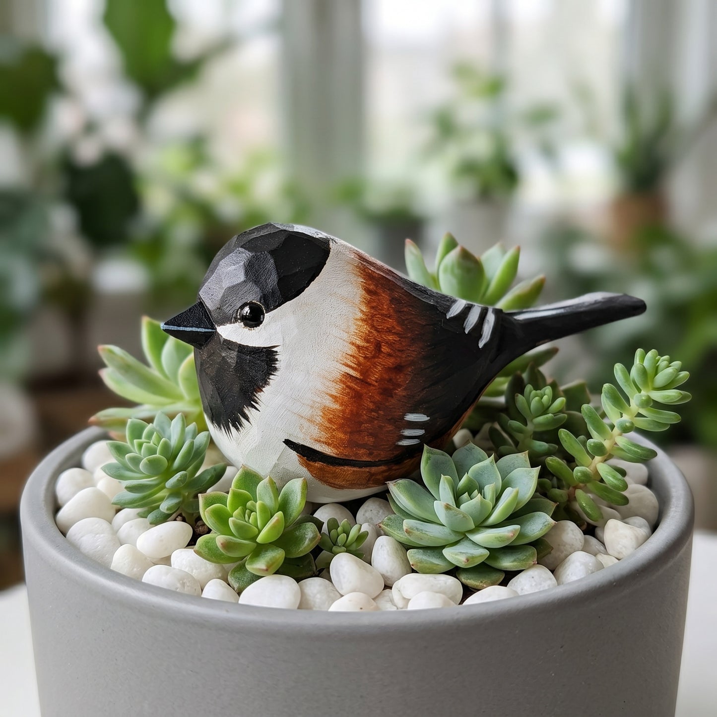 Hand Carved & Hand Painted Chickadee Figurine | Basswood with Black Walnut Base | 3 Species