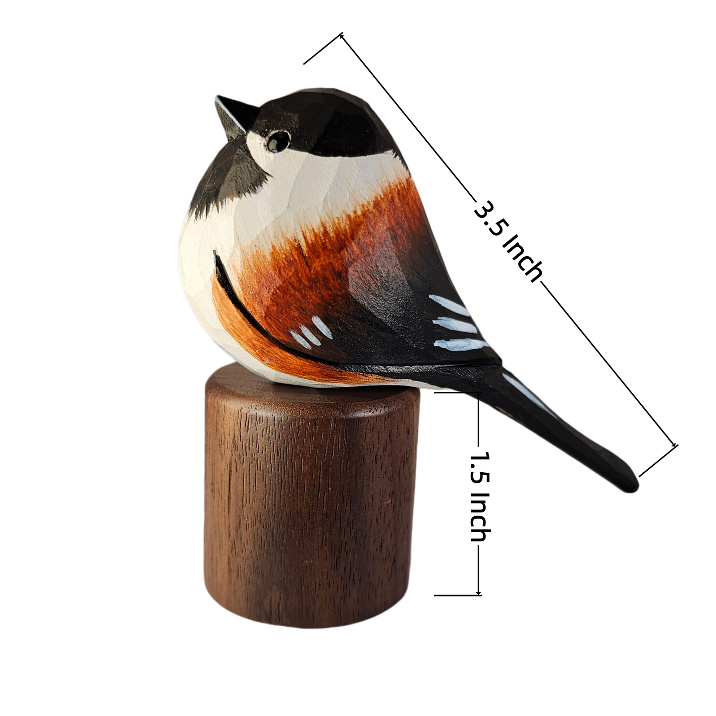 Hand Carved & Hand Painted Chickadee Figurine | Basswood with Black Walnut Base | 3 Species