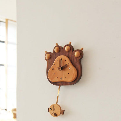 Clocks for wall Decor Fish and Bear paw at the same time - Wooden Islands