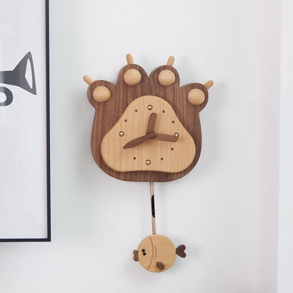 Clocks for wall Decor Fish and Bear paw at the same time - Wooden Islands