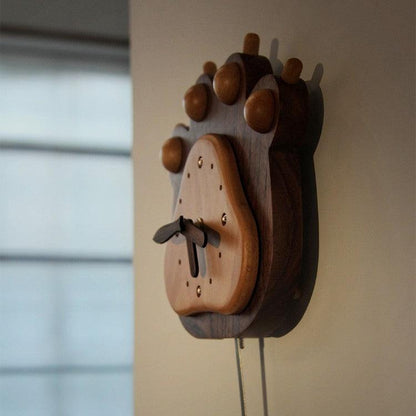 Clocks for wall Decor Fish and Bear paw at the same time - Wooden Islands