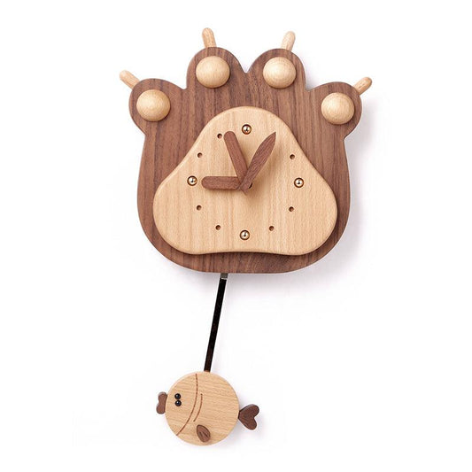 Clocks for wall Decor Fish and Bear paw at the same time - Wooden Islands