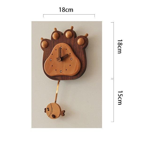 Clocks for wall Decor Fish and Bear paw at the same time - Wooden Islands