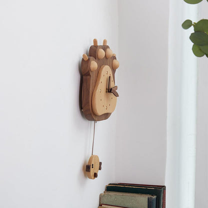 Clocks for wall Decor Fish and Bear paw at the same time - Wooden Islands