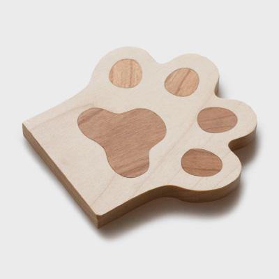 Cup Coaster Wooden Cat Paw Hand Carved Cute Caster - Wooden Islands