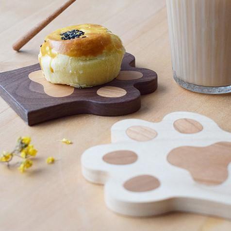 Cup Coaster Wooden Cat Paw Hand Carved Cute Caster - Wooden Islands