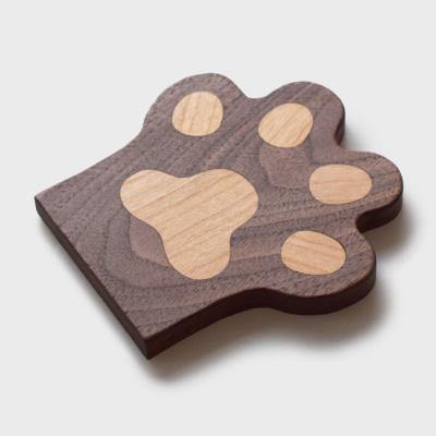 Cup Coaster Wooden Cat Paw Hand Carved Cute Caster - Wooden Islands