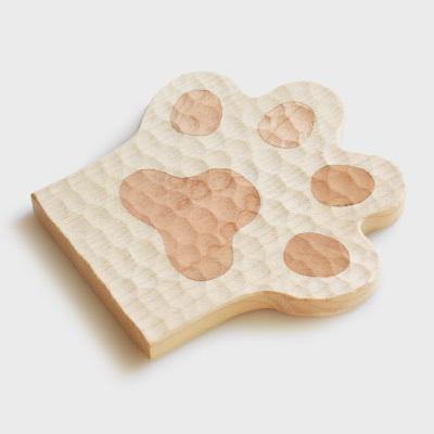 Cup Coaster Wooden Cat Paw Hand Carved Cute Caster - Wooden Islands