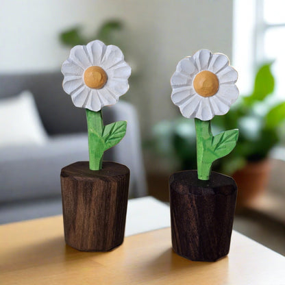 Delicate Daisy Wooden Flower Sculpture | Handcrafted & Gift-Ready - Wooden Islands