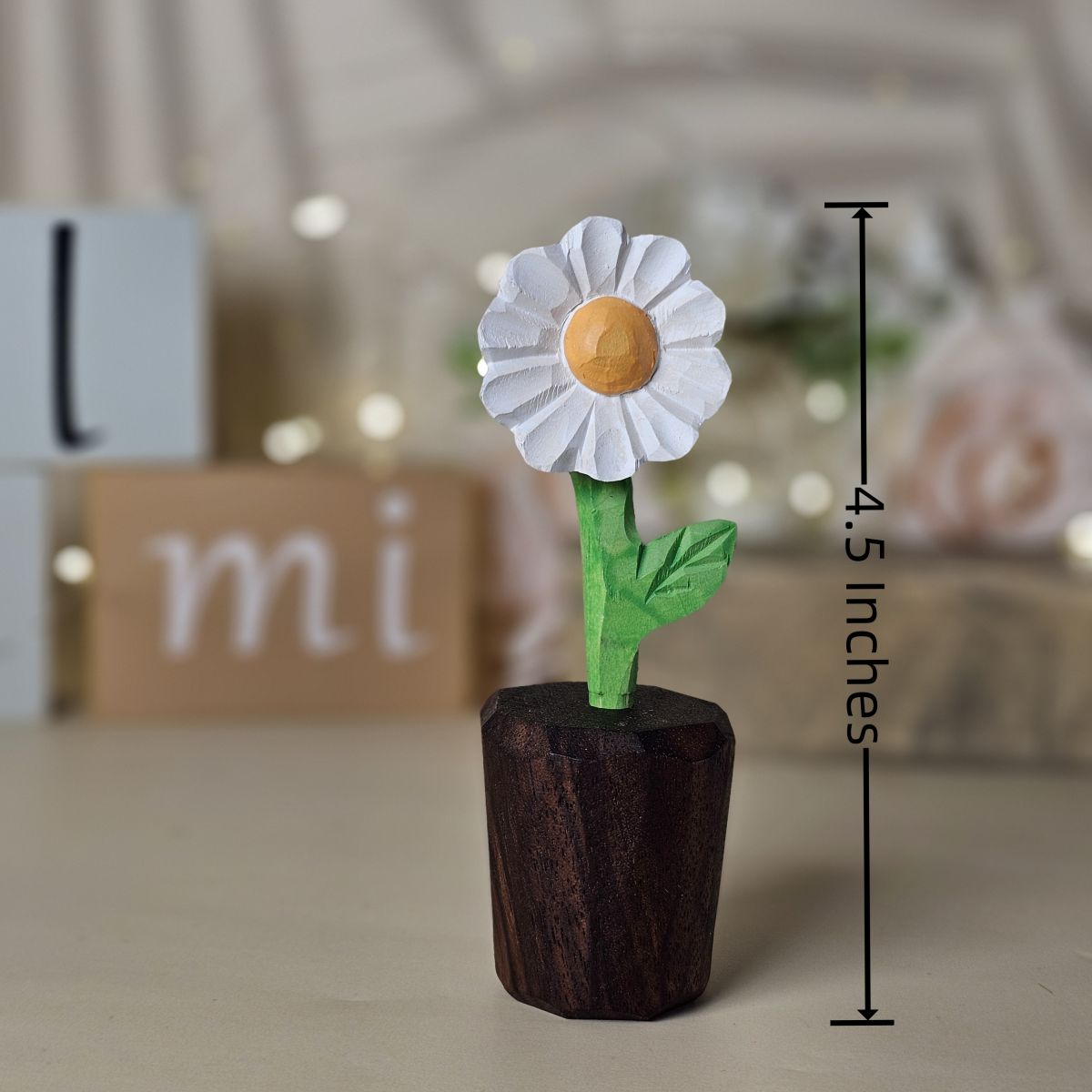 Delicate Daisy Wooden Flower Sculpture | Handcrafted & Gift-Ready - Wooden Islands