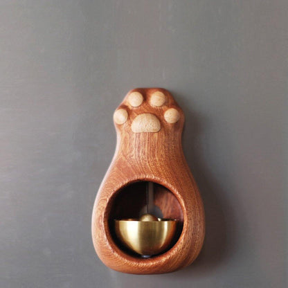 Door Chime Decoration Wooden Handmade Engraving Cat Paw - Wooden Islands