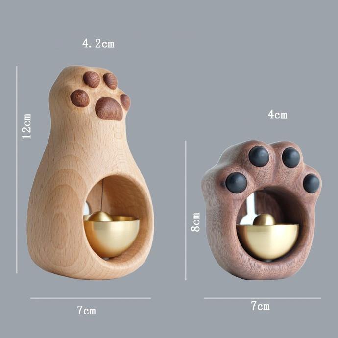 Door Chime Decoration Wooden Handmade Engraving Cat Paw - Wooden Islands