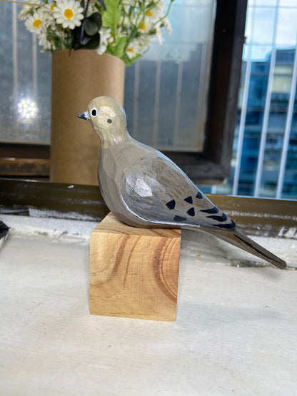 Custom of Mourning Dove Sculpted Hand-Painted Wood Bird Figure