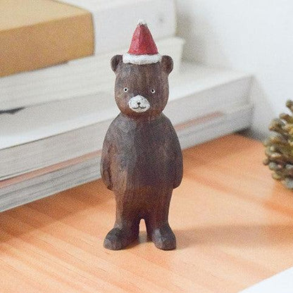 Family Bear Figurines | Hand Carved Painted Wooden Animal Home Decor sculpture ornaments - Wooden Islands