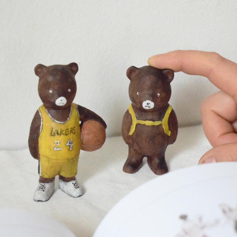 Family Bear Figurines | Hand Carved Painted Wooden Animal Home Decor sculpture ornaments - Wooden Islands