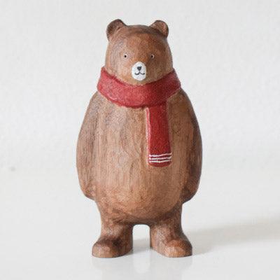 Family Bear Figurines | Hand Carved Painted Wooden Animal Home Decor sculpture ornaments - Wooden Islands