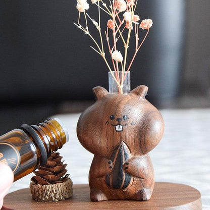 Hamster Wooden Diffuser | Essential oil Diffuser Hand-carved Ornaments - Wooden Islands