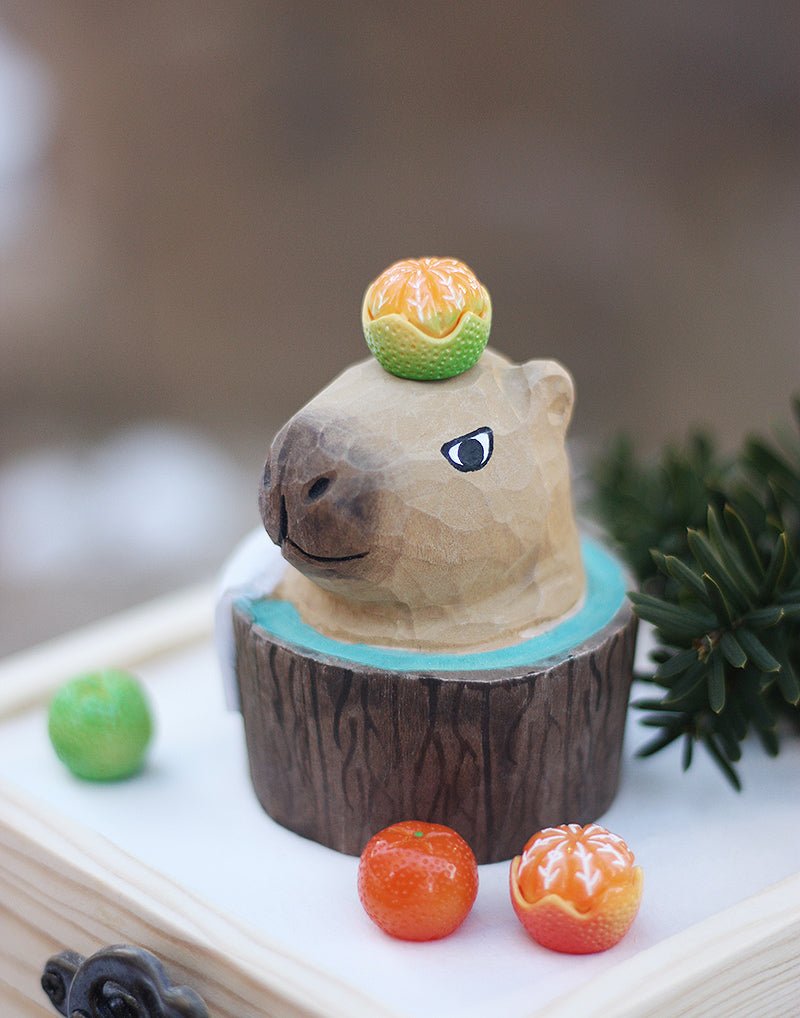 Hand-Painted Wooden Capybara Figurine – Charming Artisan Decor - Wooden Islands