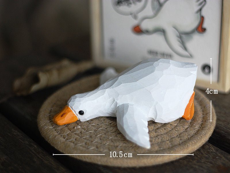 Hand-Painted Wooden Lying Duck Figurine – Charming Home Decor - Wooden Islands