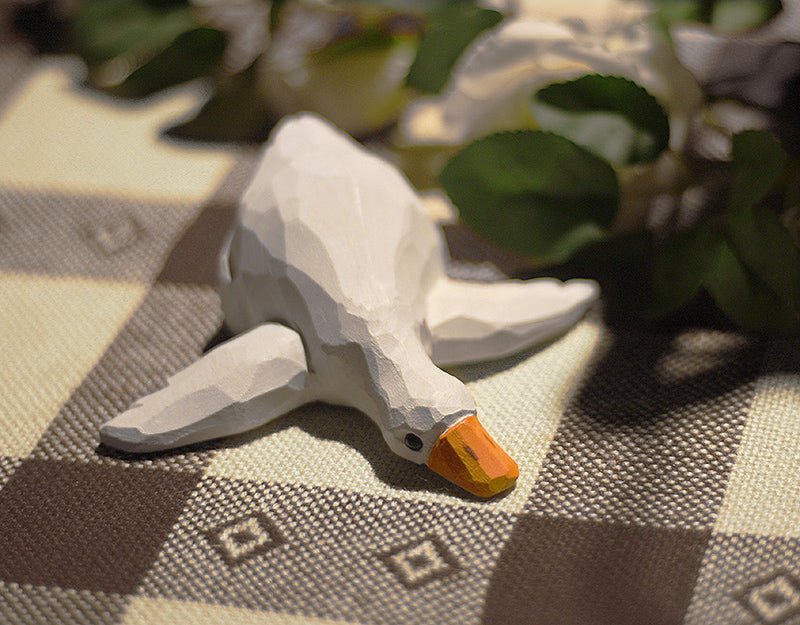 Hand-Painted Wooden Lying Duck Figurine – Charming Home Decor - Wooden Islands