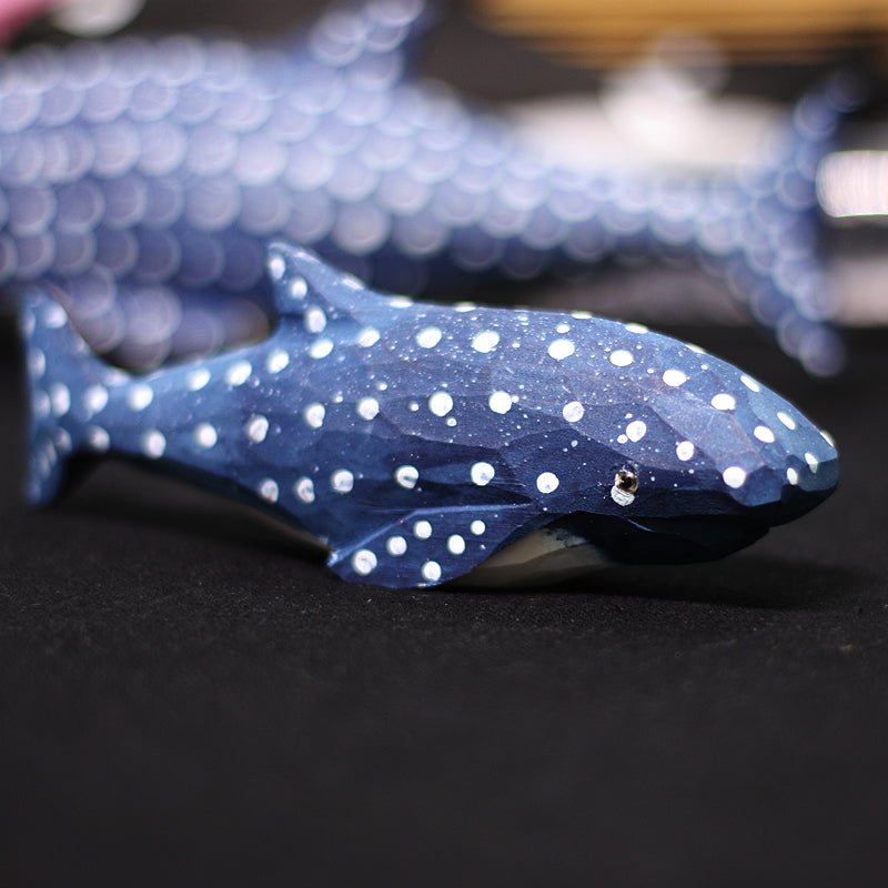 Hand-Painted Wooden Whale Shark Figurine – Majestic Oceanic Decor - Wooden Islands