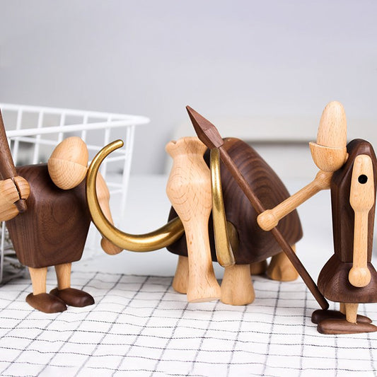 Handmade Primitive mammoth Wooden Figurines - Wooden Islands
