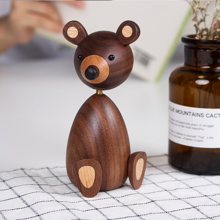 Handmade Q Bear figurine Wooden - Wooden Islands