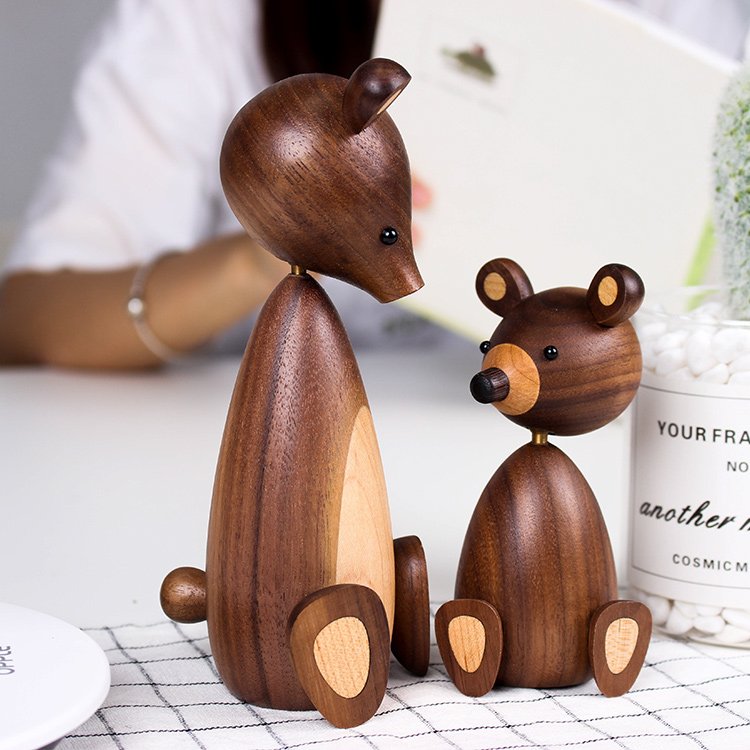 Handmade Q Bear figurine Wooden - Wooden Islands