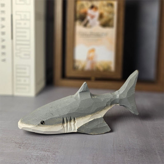 Megalodon-Shark-Hand-Carved Figurine - Wooden Islands
