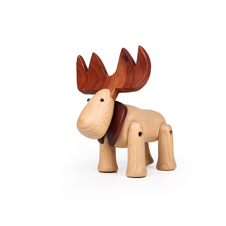 Moose Figurines Handmade Wooden Sculpture Decorations - Wooden Islands