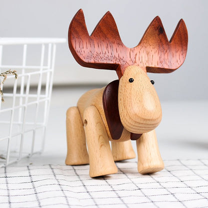 Moose Figurines Handmade Wooden Sculpture Decorations - Wooden Islands