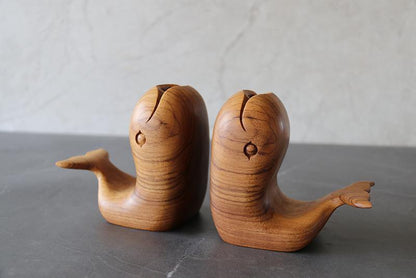 Pen holder Hand-Carved Whale Teak Wood - Wooden Islands