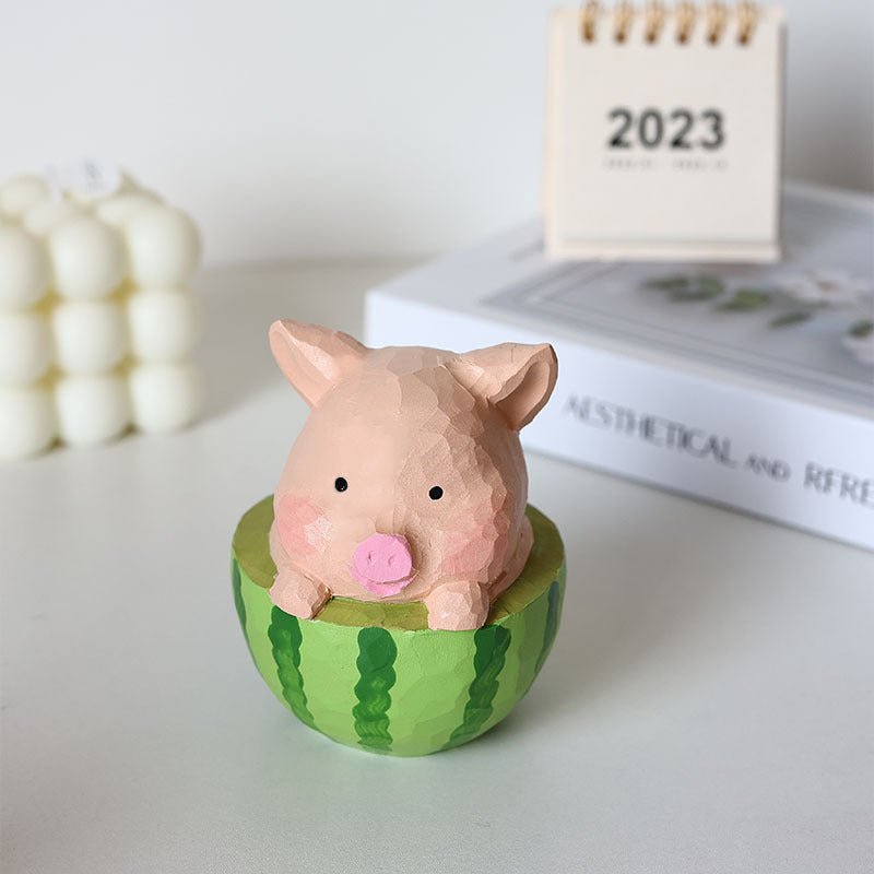 Pig Themed Adorable Hand-Painted Decor - Wooden Islands