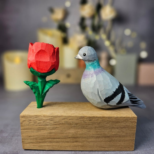 Pigeons with Rose - Wooden Islands