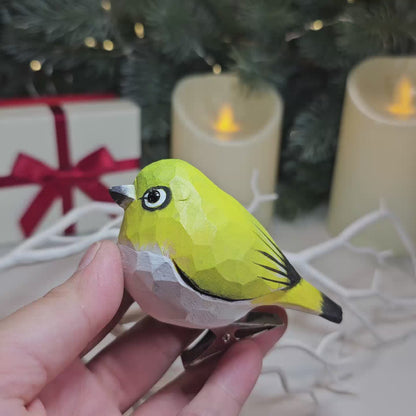 White-eyes Wooden Clip-on Christmas Tree Ornament