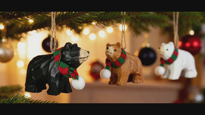Bear with Scarf Hanging Christmas Tree Ornament – Gift Box Included