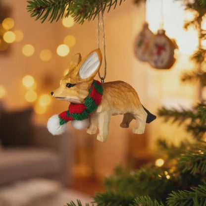 Fennec Fox with Scarf Hanging Christmas Tree Ornament – Gift Box Included