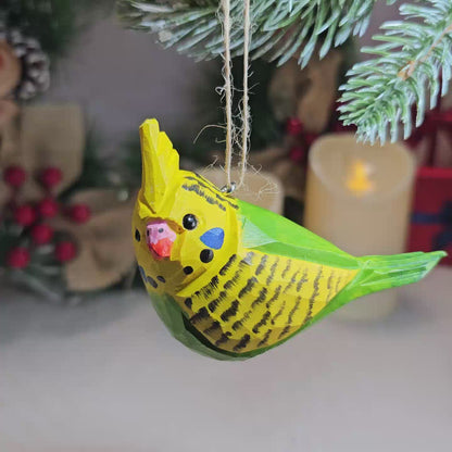 Budgerigar Wooden Hanging Christmas Tree Ornament