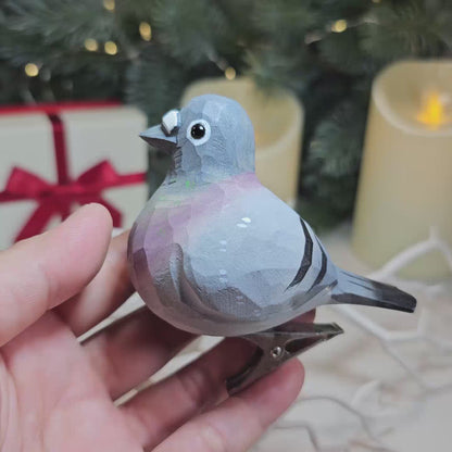 Pigeon Wooden Clip-on Christmas Tree Ornament