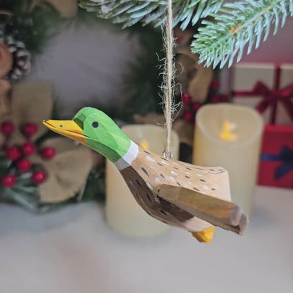 Mallard Wooden Hanging Christmas Tree Ornament