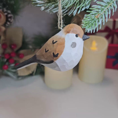 Sparrow Wooden Hanging Christmas Tree Ornament